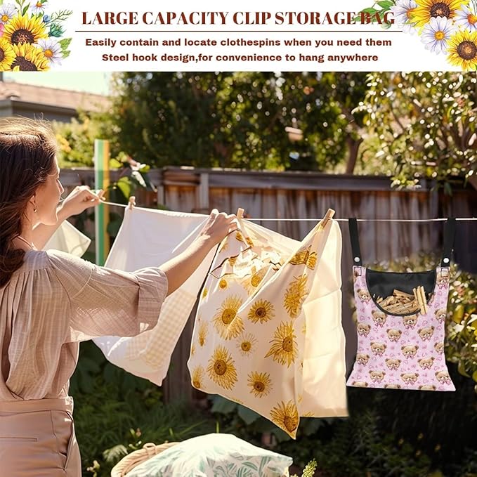 Clothespin Bag for Clothes Pin Holder for Outside and Clothes Line Pins