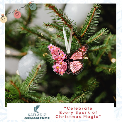 KATLADIZ Christian Christmas Ornaments, Religious Christmas Ornaments - Christian Gifts for Women, Butterfly Godly Inspirational Gifts - Catholic Jesus Bible Spiritual Ornament 2025 - Acrylic Ornament