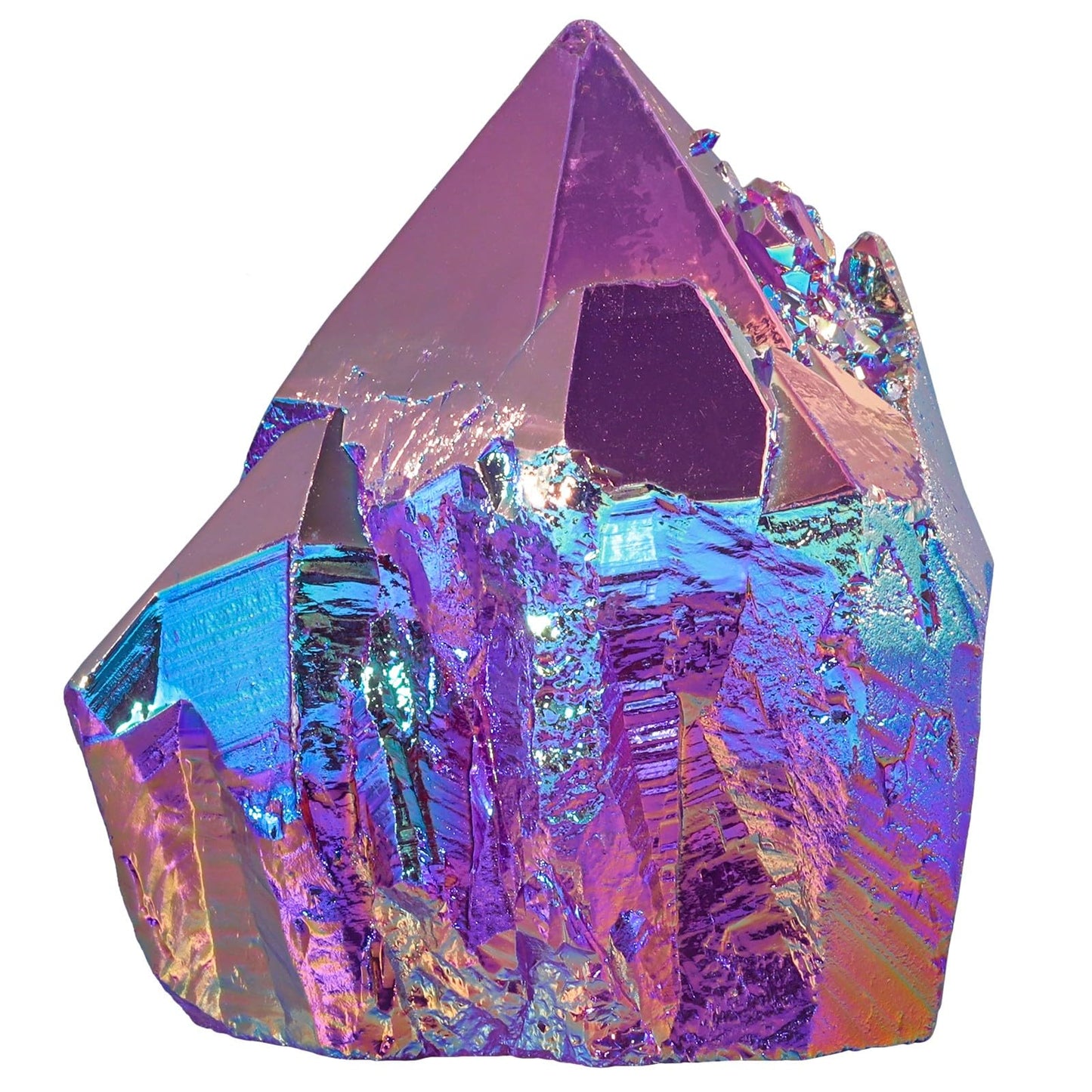 Rockcloud Natural Titanium Coated Purple AB Crystal Cluster Irregular Reiki Crystal Geode Mineral Specimen for Home Decor, Purple