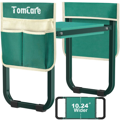 TomCare Garden Kneeler and Seat Upgraded 10.24" Wide Kneeling Pad Garden Bench with 2 Large Tool Bags Heavy Duty Foldable Garden Stool Tools Gardening Gifts for Women Men Seniors Gardeners