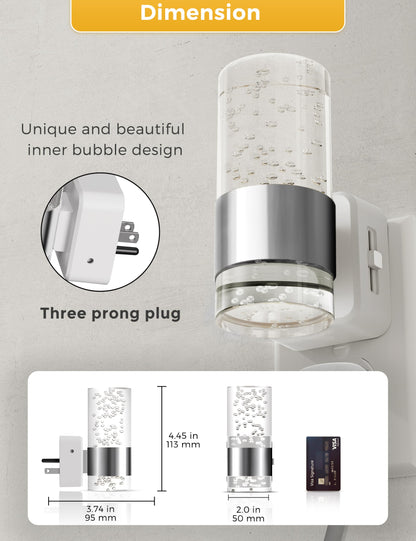 L LOHAS LED Night Light,Dimmable Night Lights Plug into Wall, 2 Pack Acrylic Nightlights with 0-100 LM Adjustable Brightness, 3000K Plug in Night Light with Dusk to Dawn Sensor, for Bathroom Hallway