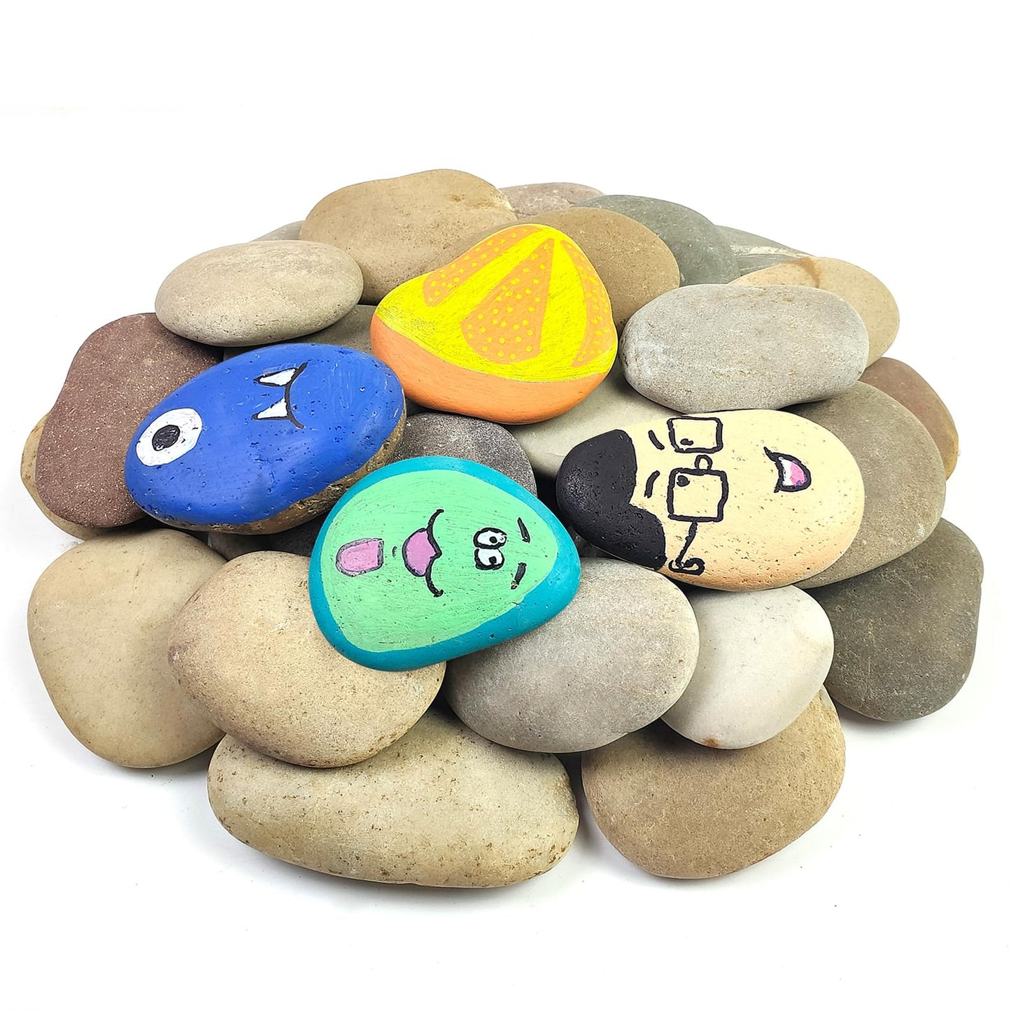 YISZM Large Rocks for Painting, 30PCS River Rocks for Painting, 3-4 Inches Flat Smooth Painting Stones for DIY Arts & Crafting