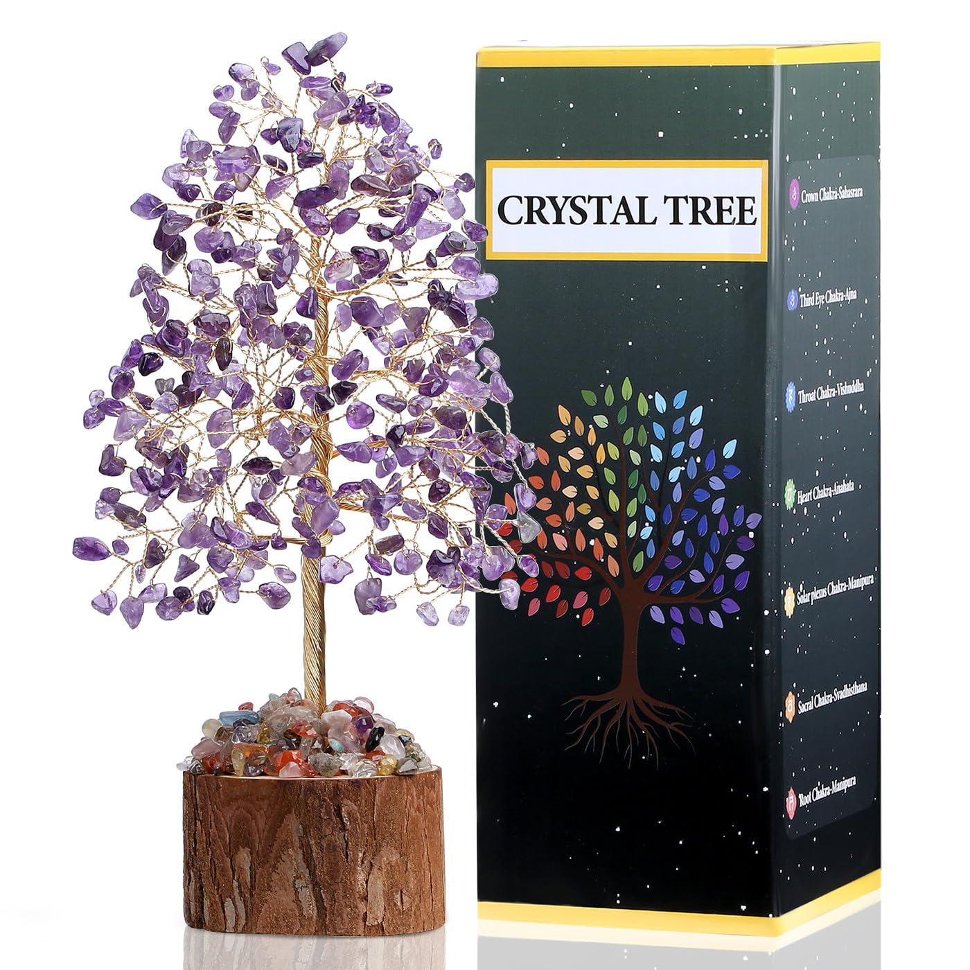 DUQGUHO Amethyst Crystal Tree Purple Ornaments Positive Energy Tree of Life Spiritual Gifts for Women House Warming Gifts New Home Wedding Gifts Crystal Ornament Home Decor