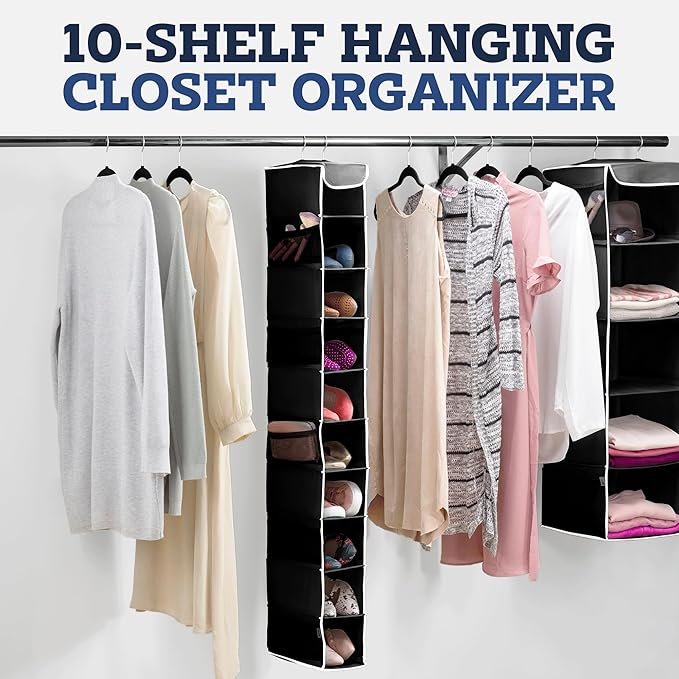ZOBER Hanging Closet Organizer, 10-Shelf