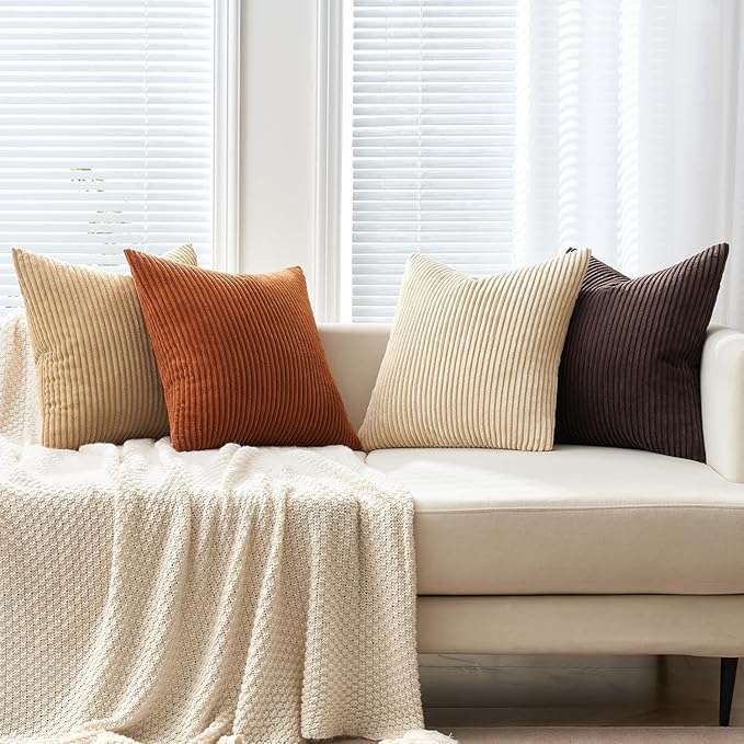 MIULEE Boho Farmhouse Throw Pillow Covers 20x20 Inch Set of 4 Rustic Mordern