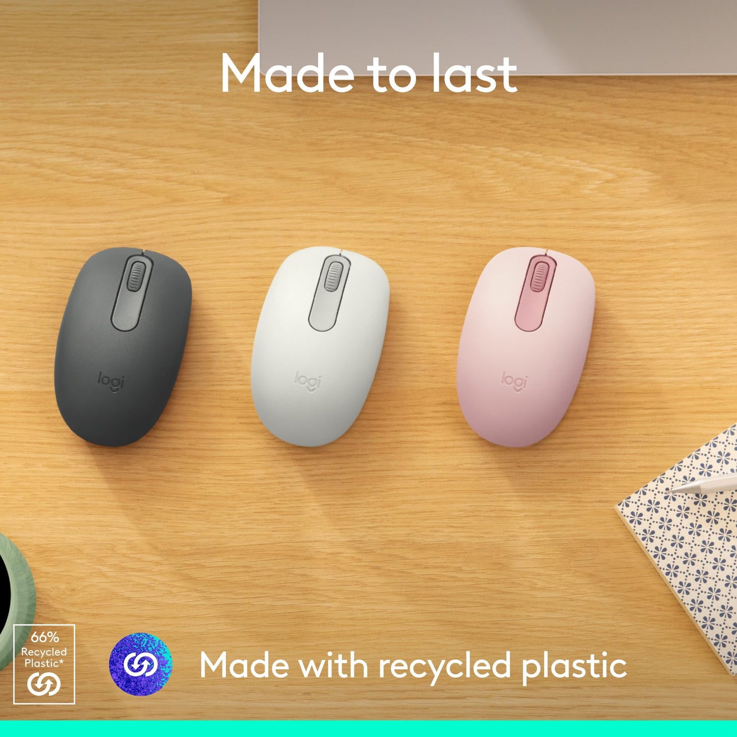Logitech M196 Bluetooth Wireless Mouse, Compact and Portable Mouse for Laptops, Tablets and More, 12-Month Battery, Smooth Tracking, Compatible with PC and Mac, Windows and macOS - Rose