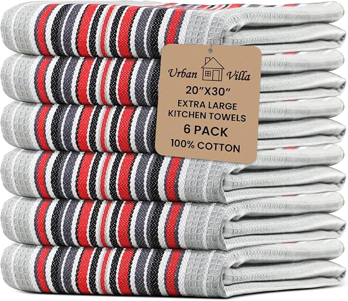 Urban Villa Kitchen Towels Waffle Stripes Dish Towels