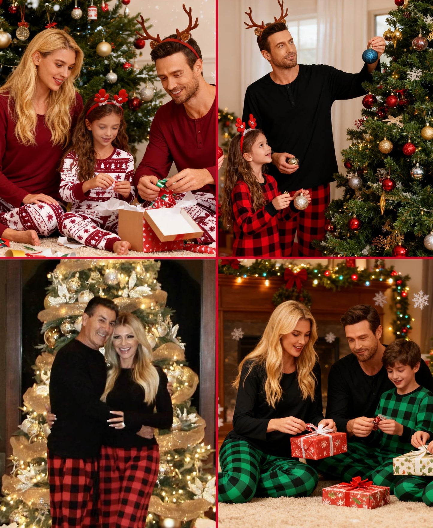 SWOMOG Couple Matching Pajamas Set Christmas Pajamas Long Sleeve Button Down Pj Set Festival Party Xmas Sleepwear Women Navy Blue Plaid Small