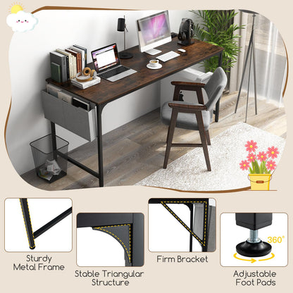 Tangkula 60" Conference Desk Set of 6, Modern Boardroom Desk with Storage Bag, Headphone Hook, Sturdy Metal Frame, Rectangular Seminar Table with Charging Station