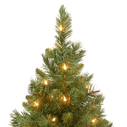 National Tree Company 24 in Pre-Lit Majestic Fir Mini Artificial Christmas Tree, 35 Clear Lights, 71 Tips, Red Cloth Base, Green