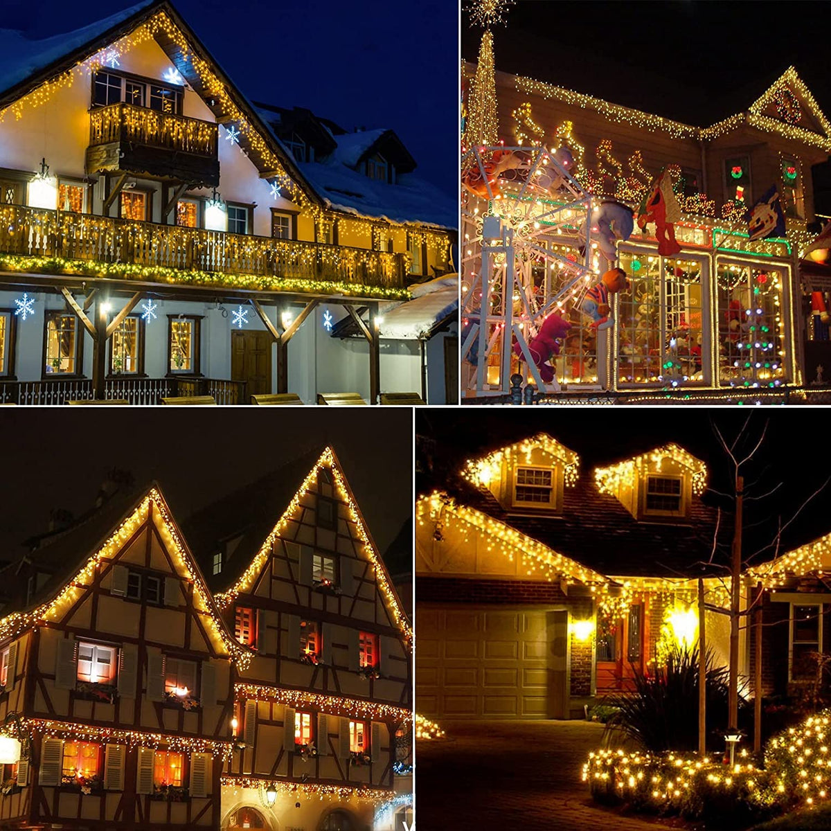 Icicle Christmas Lights Outdoor, 33ft 400 LED Icicle Lights for Outside, Plug in Twinkle Lights Indoor with 8 Modes Timer Waterproof for House Holiday Decor Wedding Christmas Decorations (Warm White)