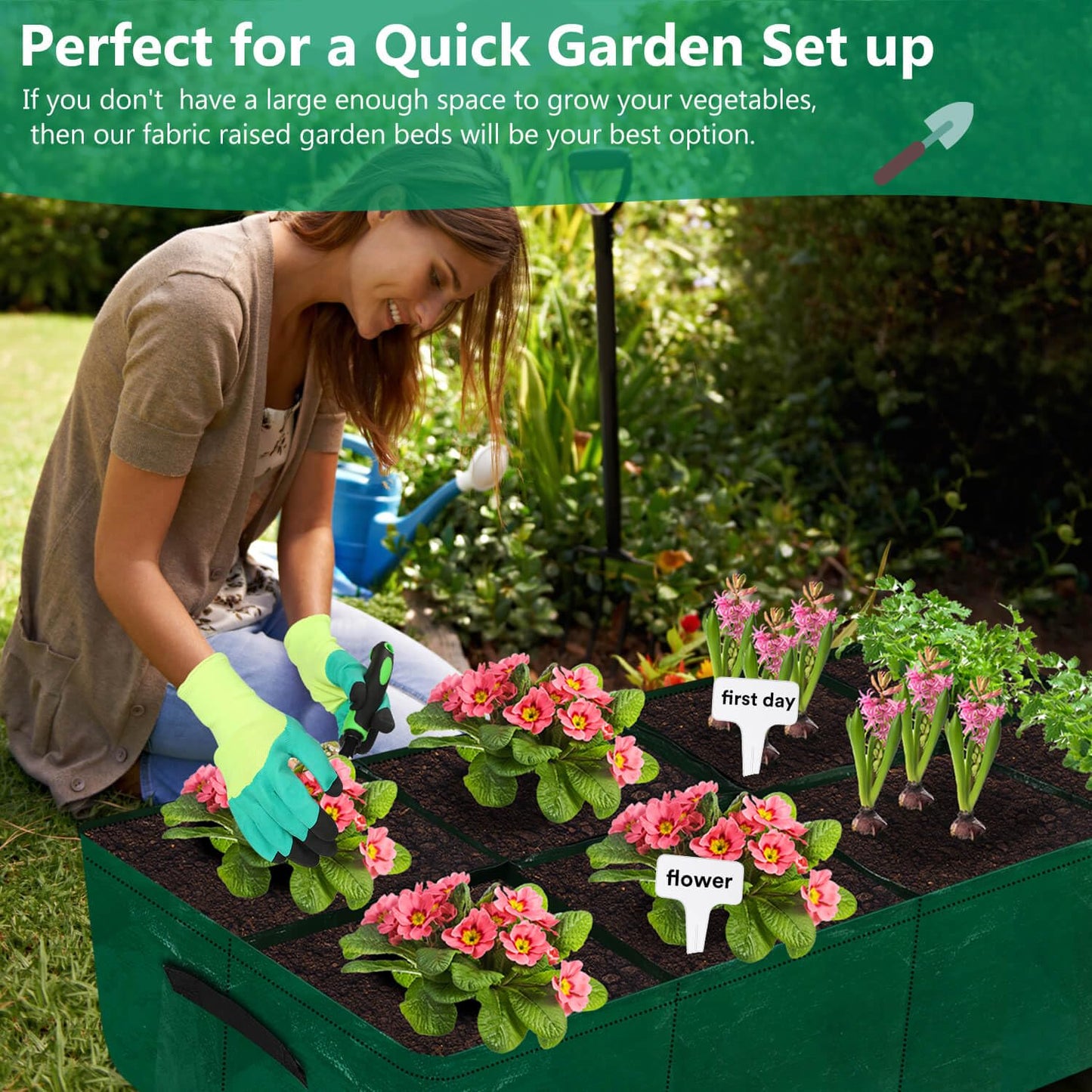Caffox 2 Pack Fabric Raised Garden Bed, 4x2x0.8ft Plant Grow Bags for Flowers and Vegetables, 94 Gallon
