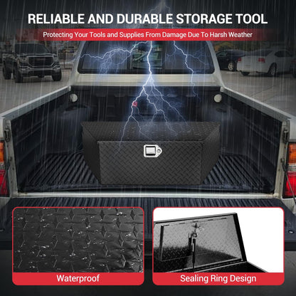 EliteEdge 39" Heavy Duty Aluminum Trailer Tongue Box with Lock – Waterproof Truck Tool Storage, Diamond Plate Utility Chest, Fits Pickup Beds, RVs, Flatbeds, Easy Install