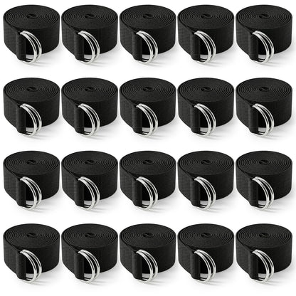 20 Pcs Yoga Mat Strap & Yoga Straps for Stretching, 6ft Adjustable Exercise Stretch Band with Metal D Ring Buckle for Pilates, Fitness, Gym Workout, Dance, Physical Therapy (Black)