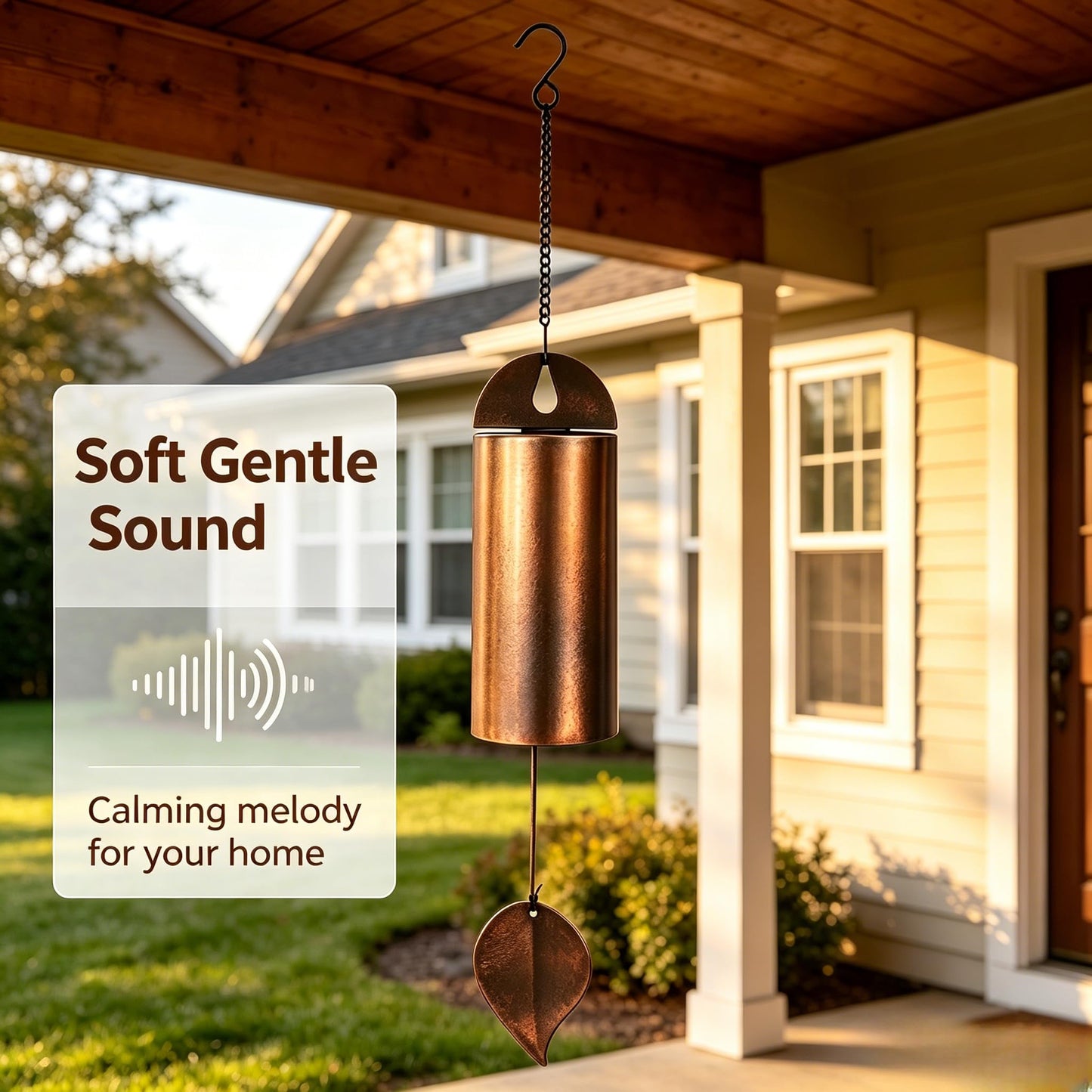 Deep Tone Memorial Wind Chimes Outdoor, Handcrafted Steel Wind Chimes with Mute Mode, Amazing Grace Wind Bells for Garden Patio Yard Porch Home Decor, Black (Brown)