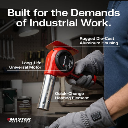 Master Appliance HG-501D Industrial Heat Gun, High Airflow, Quick Change Plug-In Heating Element, 1200F, 120V, 1740W, 14.5 Amps, Engineered In USA