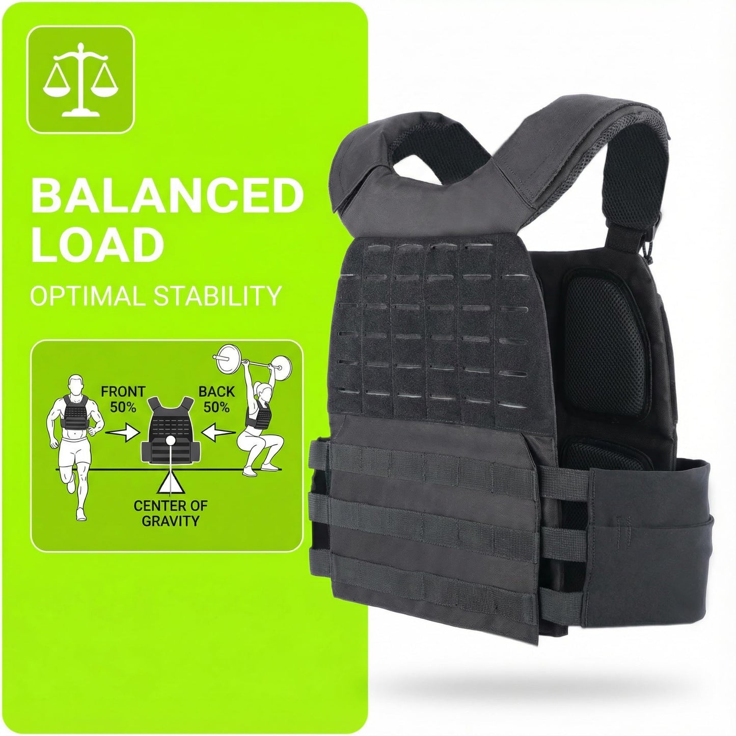 Adjustable Weighted Vest for Men & Women – Fitness Workout Vest with Removable Weights, Breathable Mesh, Secure Adjustable Straps for Running, Walking & Strength Training (Black)