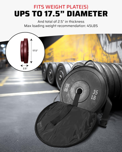 THEFITGUY Weighted Backpack for Gym Weight Plate - for Pushups, Calf Raises, Squats, Wear on Back or Front, Fits Up to 17.5” Diameter, 2.5” Thick Plate, Padded Straps & Secure Buckles - For Home & Gym