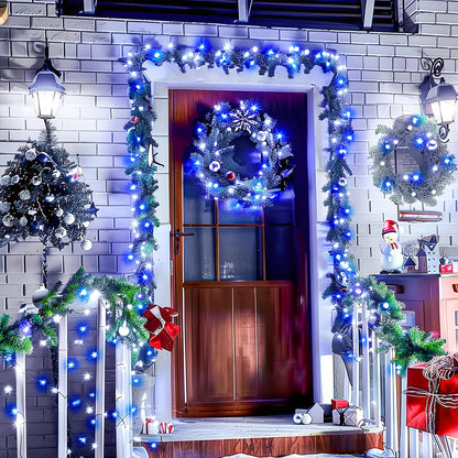 JMEXSUSS 66ft 200 LED Blue and White Outdoor Christmas String Lights, Expandable for Tree, Party, Home Decorations