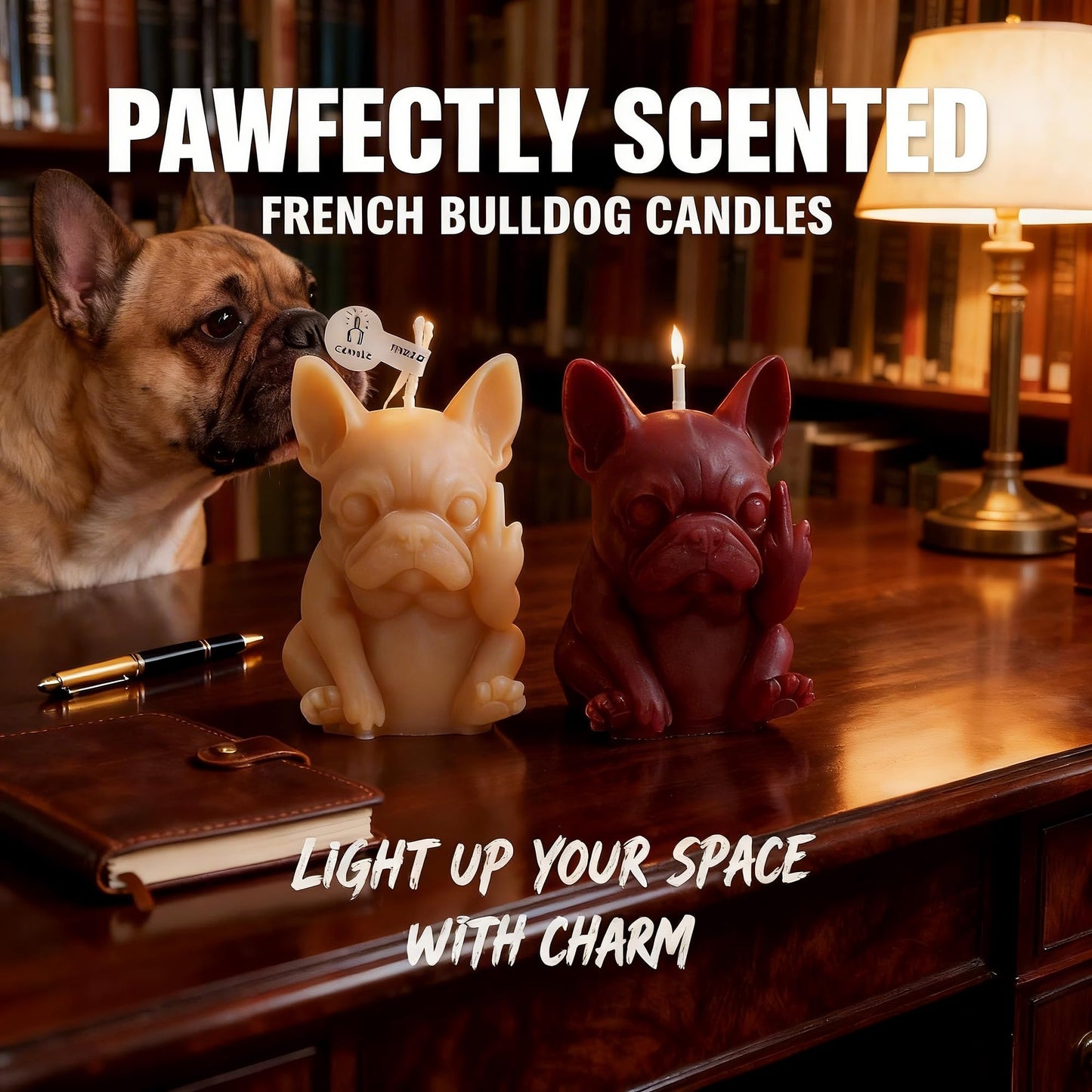 French Bulldog Shaped Scented Candle,2 Pack Funny Novelty Pet Dog Figurine with Floral Scent,Soy Wax Smokeless Candle for Home Decor,Hilarious Gift for Prank Lovers & Dog Enthusiasts