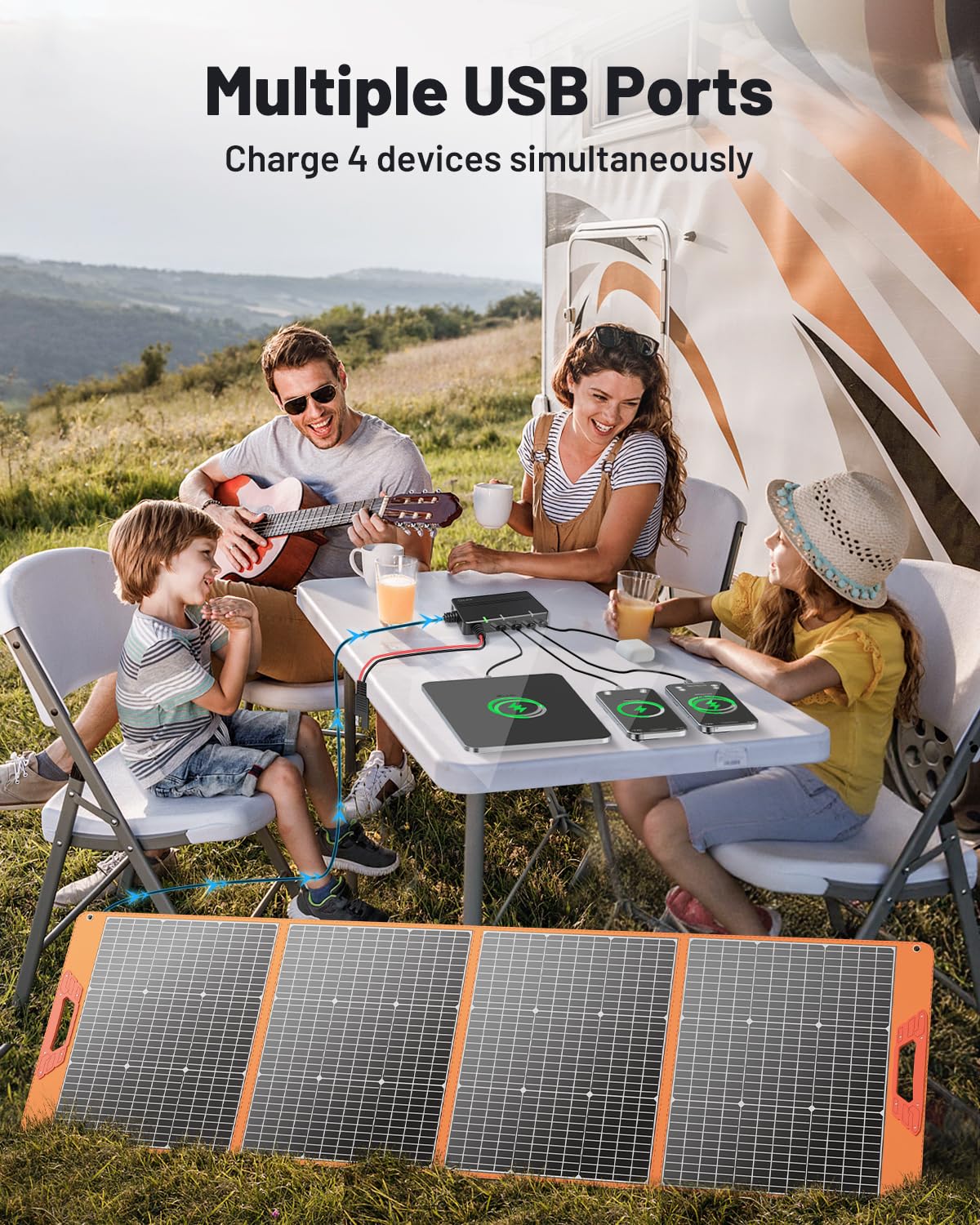 SOLUPUP 200 Watt Portable Solar Panel for Power Station, 24% High Efficiency Foldable Solar Charger with MC4 & USB Outputs, IP66 Waterproof Solar Panels with 4 Kickstands for Trip RV Camping Off Grid