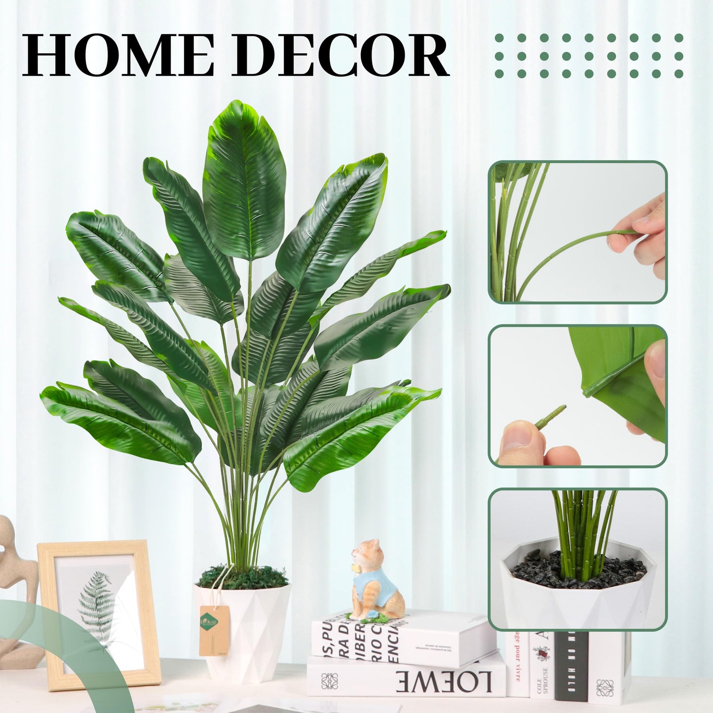 Der Rose Tall Fake Plants 28" Artificial Potted Tropical Faux Plants Banana Tree Indoor for Home Office Living Room Balcony Decor