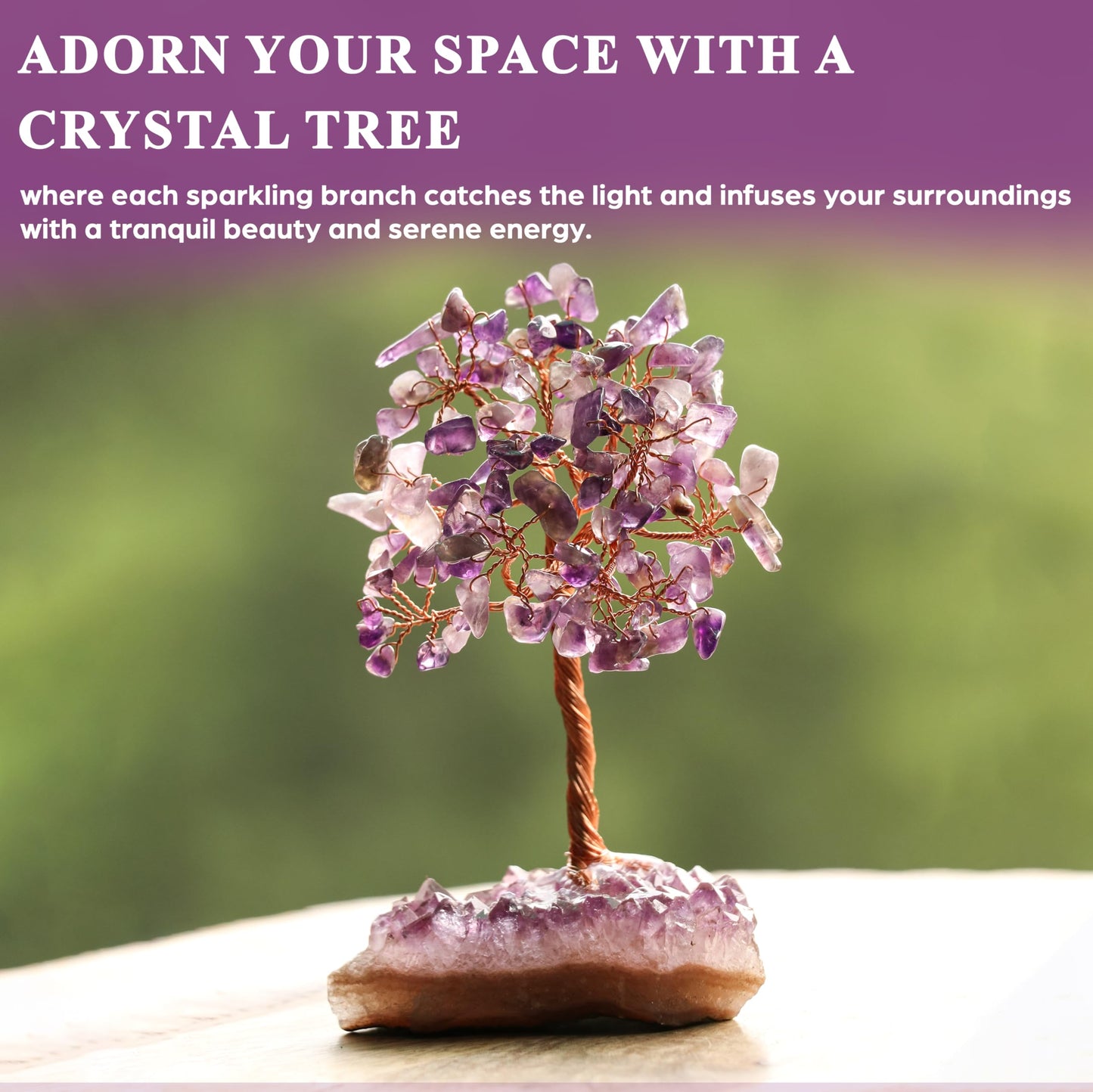 Crocon® Amethyst Crystals Tree with Cluster Base Tree of Life, Birthday Gifts for Women, Men Decor for Shelf, Sister Gift, Birthday Gifts for Mom, Cute Home Office Decor Purple Housewarming Present