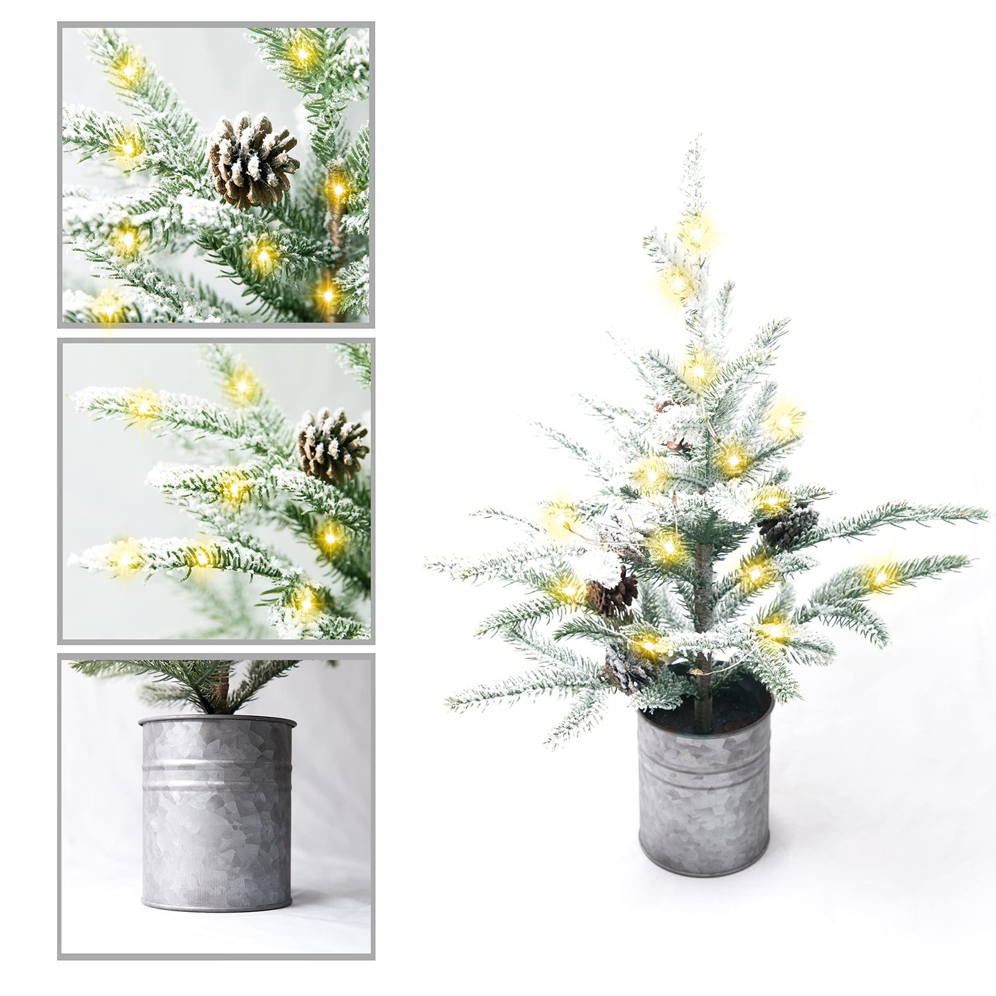 Small Christmas Tree 24 inch Mini Christmas Tree Pre-lit with 60 Lights Rustic Style Tabletop Tree 2 ft