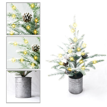 Small Christmas Tree 24 inch Mini Christmas Tree Pre-lit with 60 Lights Rustic Style Tabletop Tree 2 ft