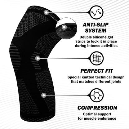 POWERLIX Knee Support for Women/Men, Knee Brace Compression Sleeve Support for Arthritis, Joint Pain, Ligament Injury, Meniscus Tear, ACL, MCL, Tendonitis, Running, Squats, Sports, Black, Large