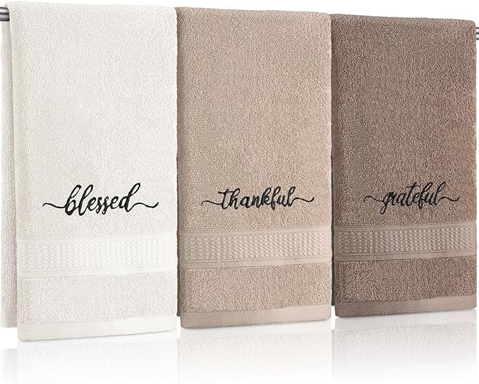 Peryiter 3 Pcs Farmhouse Bathroom Decor Hand Towels 14x29 Inch Cotton Bath