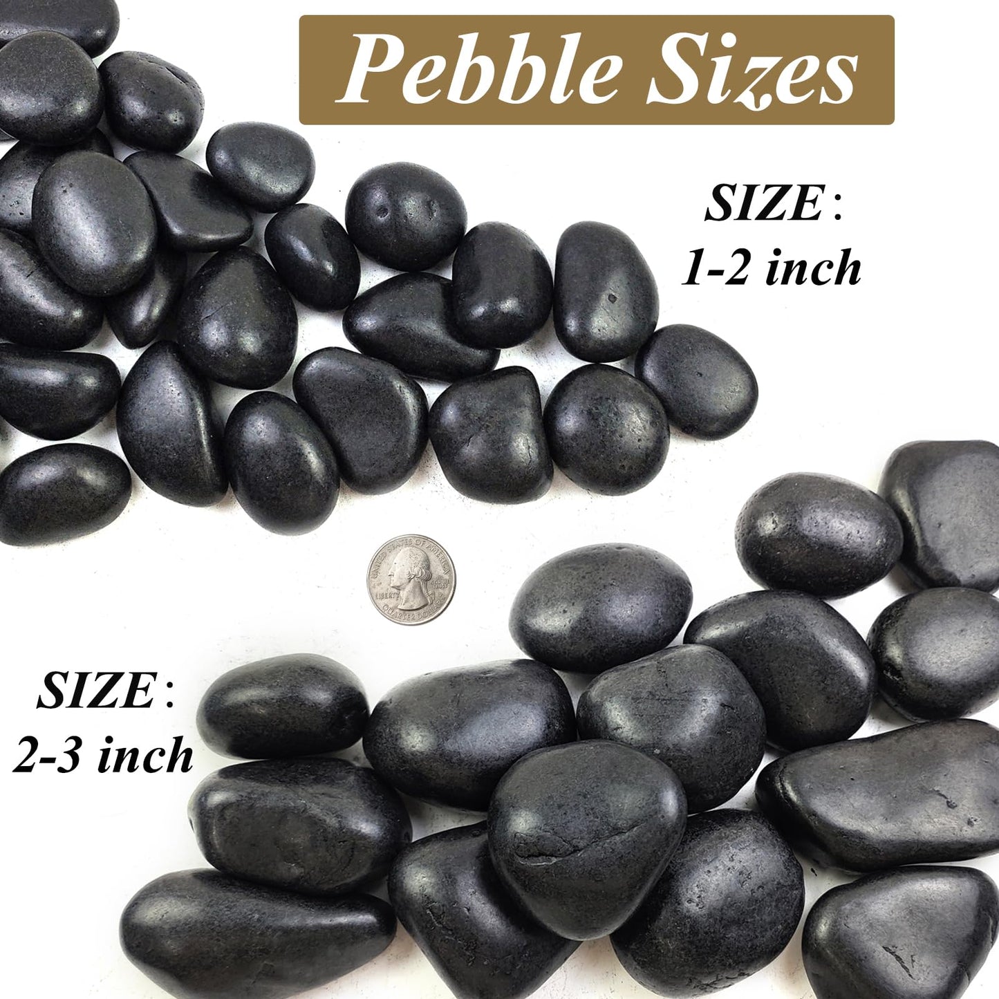 FANTIAN 20 Pounds Black Natural Decorative River Pebbles, 2-3 Inch Black Ornamental River Pebbles for Garden Landscaping, Home Décor, Outdoor Paving, Fountain Decoration.