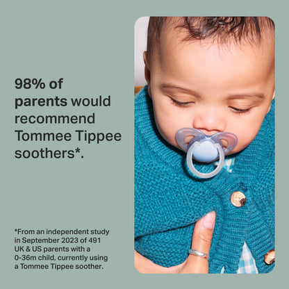 Tommee Tippee Nighttime Soothers, 0-6m, 6 Pack, Glow in The Dark, Varied Colours and Designs, Symmetrical Orthodontic Dummy, BPA-Free Silicone Teat