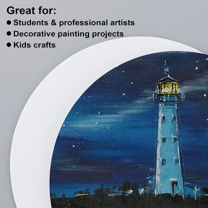 NBEADS 12 Pcs Round Painting Canvas Panels, Blank Canvas Drawing Boards for Oil & Acrylic Painting Students Artist Hobby Painters and Beginners, 15cm in diameter