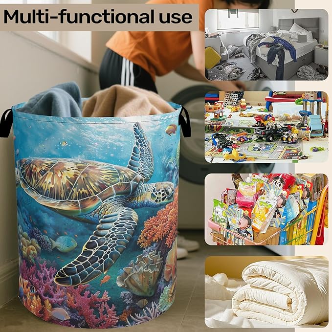 Sea Turtle Foldable Canvas Laundry Basket