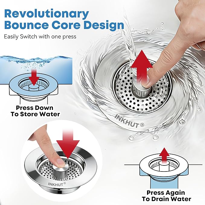 Upgraded 3 in 1 Kitchen Sink Drain Strainer