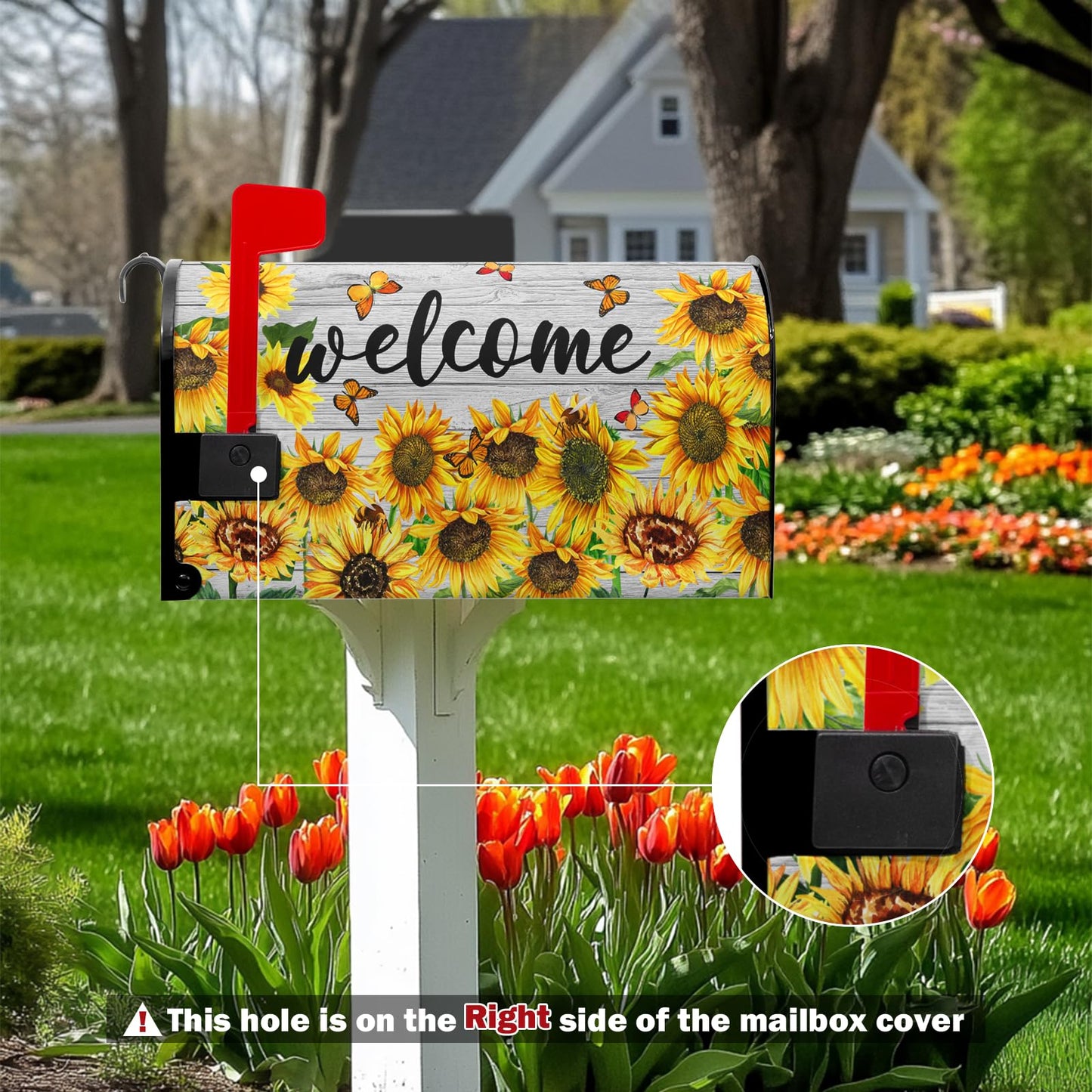 Summer Flowers Mailbox Covers Magnetic Sunflower Mailbox Cover Post Letter Box Cover for Garden 21x18 in Mailbox Wraps for Yard Home Decor