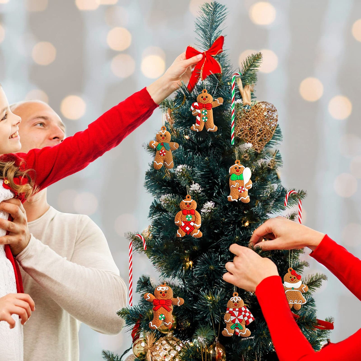 Zhanmai 36 Pcs Gingerbread Man Ornaments - Christmas Candy Canes & Hanging Ornaments Decoration for Xmas Tree & Home Holiday Party Decor (Cute Style)