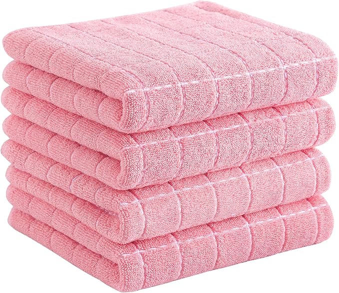 Homaxy 100% Cotton Terry Kitchen Towels, Checkered Designed, Soft and Super