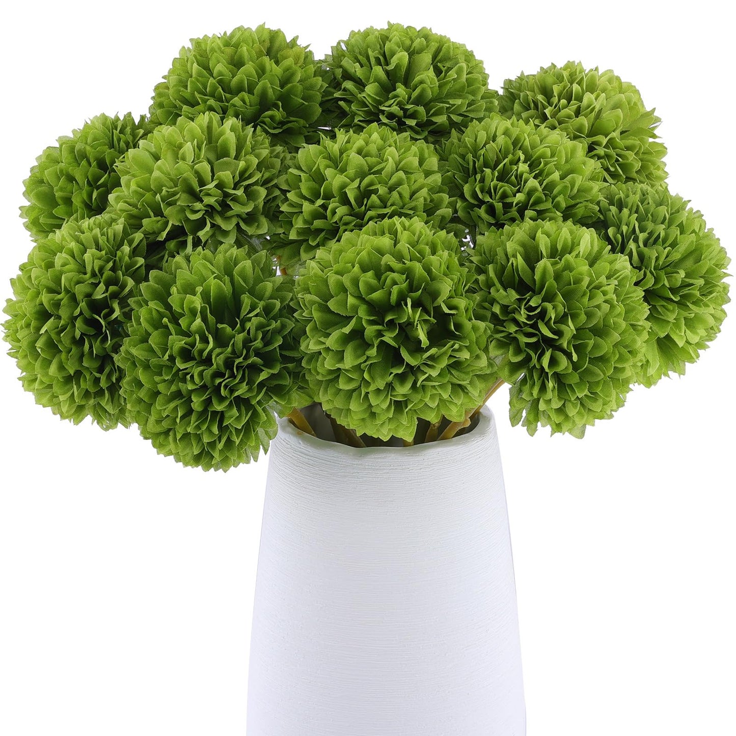Rowfad 12 Pcs Artificial Chrysanthemums Flowers Green Flowers Silk Fake Mums Flowers for St Patricks Day Outdoor Wedding Table Centerpiece Home Decor (12, Green)