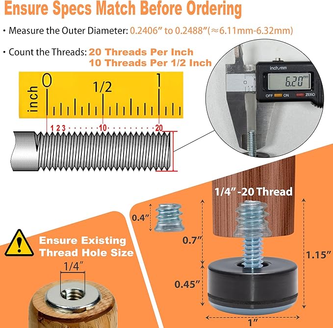 NEWBYTEK 1/4-20 Leveling Feet