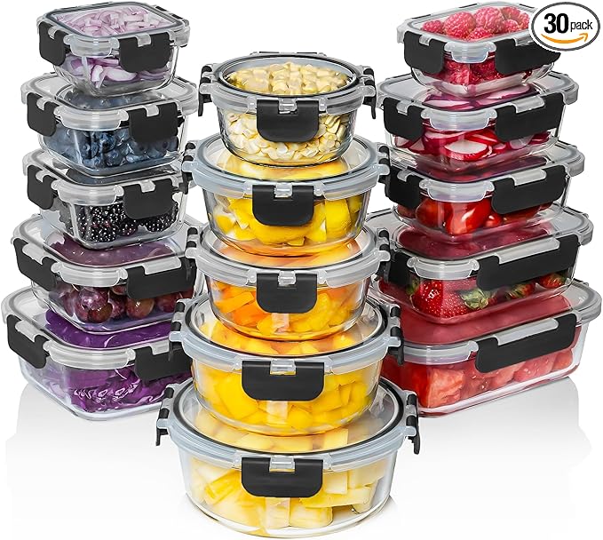 Razab 30 PC Glass Food Storage Containers