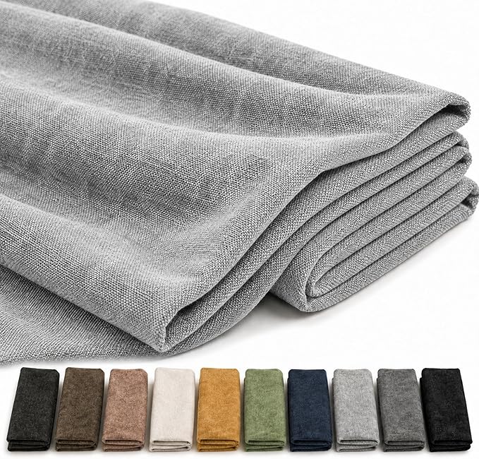 Mini Chenille Linen Blend Upholstery Fabric by the Yard, 57 Inch Wide Soft