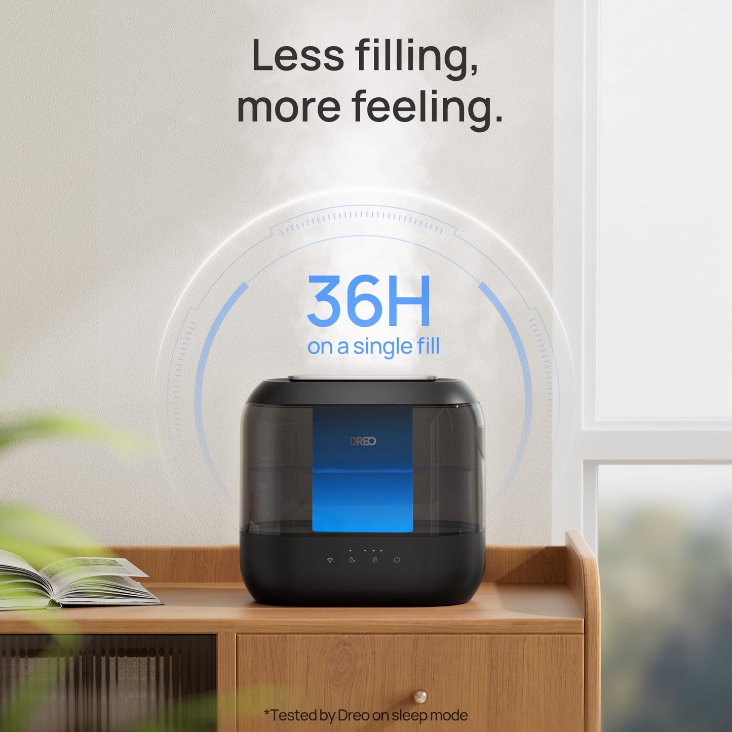 Dreo Humidifiers for Bedroom, 4L Top Fill for Large Room, 36H Runtime, 28 dB Quiet Supersized Cool Mist Air Humidifier for Baby Nursery, Plants, Indoor, Night Light, Easy to Clean & Fill