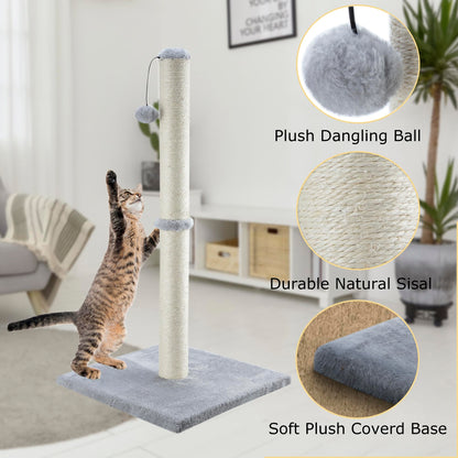 Dimaka 86 cm Tall Ultimate Cat Scratching Post, Claw Scratcher with Sisal Rope and Covered with Soft Smooth Plush, Vertical Scratch [Full Stretch], Modern Stable Design for Cats(Grey V2)…