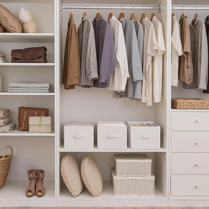 StorageWorks Foldable Shelf Organizer Bins, Closet Storage Baskets