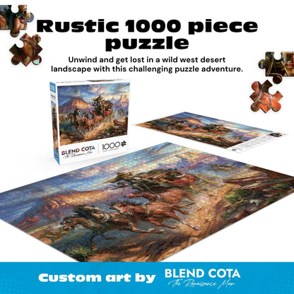 Buffalo Games – Blend COTA Wild Wild West 1000 Piece Jigsaw Puzzle, Western Action Art Puzzle for Adults in Premium Gift Box