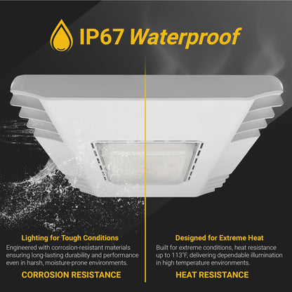 NUWATT 150W Waterproof LED Canopy Lights for Gas Station, 4000K/5000K Selectable, 21250LM, Dimmable, 120-277V, IP67 Rated, Indoor & Outdoor LED Parking Garage Lighting or Light for Carport
