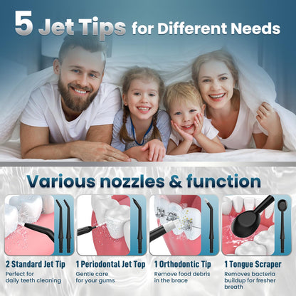 Water Flosser for Teeth Cleaning, 300ML Portable Cordless Oral Irrigator with DIY Strength, 4 Modes, IPX7 Waterproof & 30-Day Battery, 2-Min Smart Timer for Home/Travel Dental Care