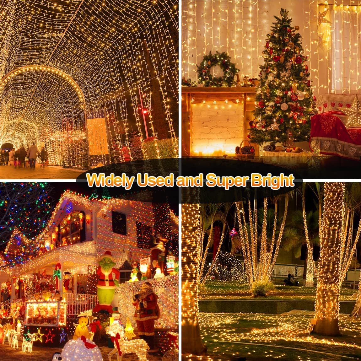 403 FT 1000 LED Outdoor Fairy Lights Plug in Warm White Christmas Lights Outside Extra Long Waterproof String Lights with Remote Timer 8 Modes for Garden House Party Wedding Yard Xmas Tree Decorations